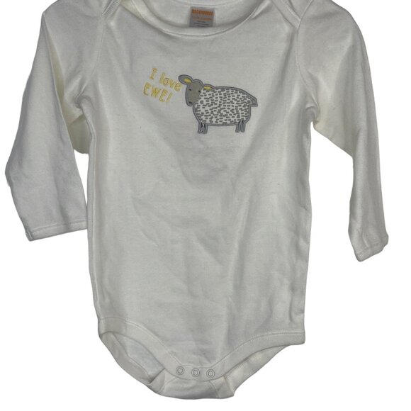 Gymboree Baby Girls Long Sleeve Bodysuit 12–18 Months White Sheep Graphic - Picture 1 of 6